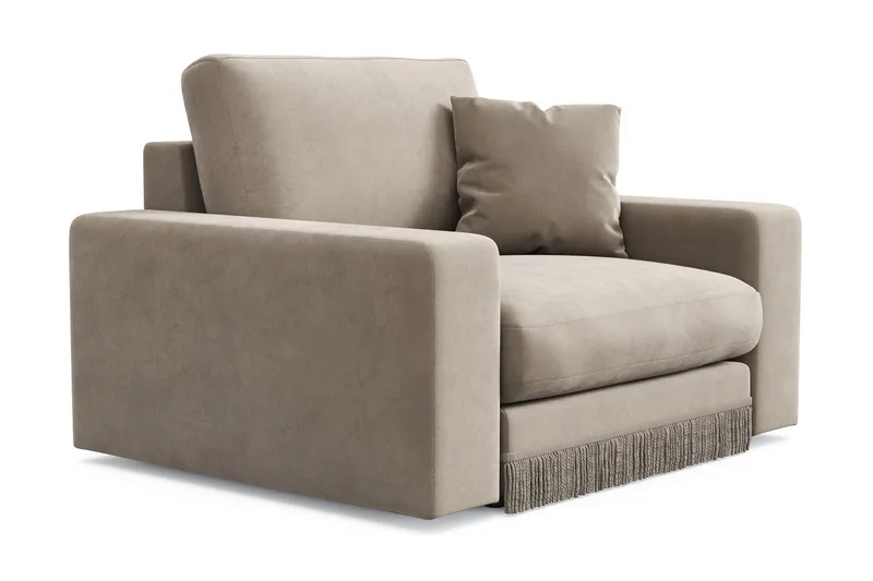 Arken Lyx Dyp Lenestol i fløyel - Beige - Møbler - Stoler & lenestoler - Lenestoler