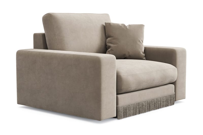 Arken Lyx Dyp Lenestol i fløyel - Beige - Møbler - Stoler & lenestoler - Lenestoler