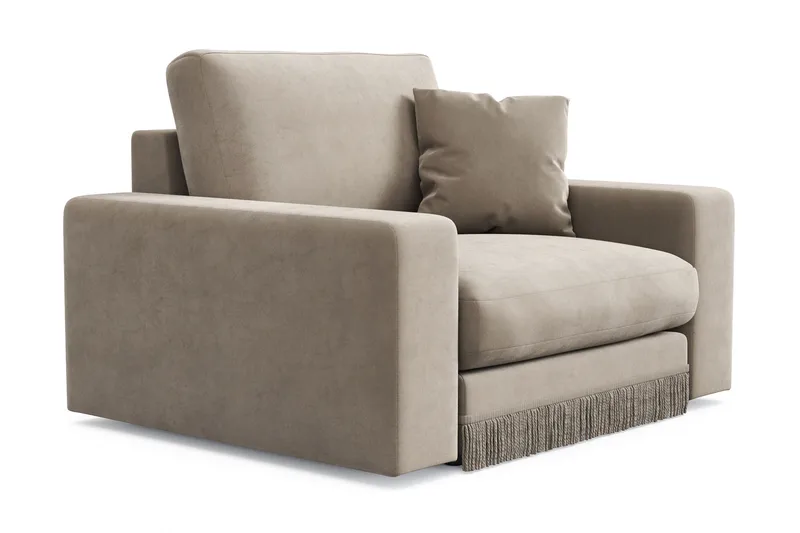 Arken Lyx Dyp Lenestol i fløyel - Beige - Møbler - Stoler & lenestoler - Lenestoler