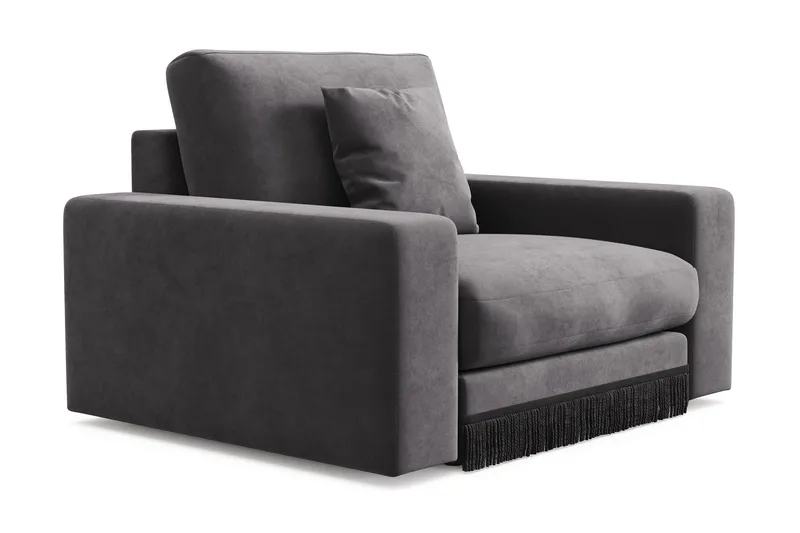 Arken Lyx Dyp Lenestol i fløyel - Mørkegrå - Møbler - Stoler & lenestoler - Lenestoler