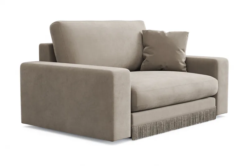 Arken Lyx Stor Dyp Lenestol i fløyel - Beige - Møbler - Stoler & lenestoler - Lenestoler