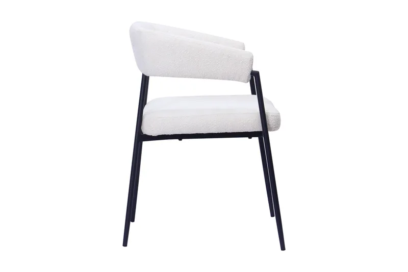 Ayana Spisestol med armlener - Hvit bouclé / Metallben svart - Møbler - Stoler & lenestoler - Spisestuestoler & kjøkkenstoler