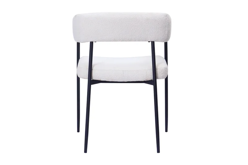 Ayana Spisestol med armlener - Hvit bouclé / Metallben svart - Møbler - Stoler & lenestoler - Spisestuestoler & kjøkkenstoler