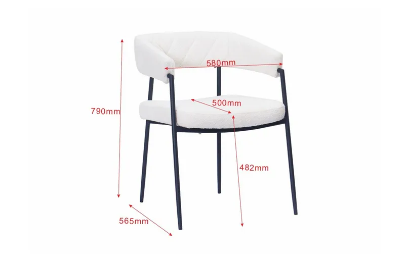 Ayana Spisestol med armlener - Hvit bouclé / Metallben svart - Møbler - Stoler & lenestoler - Spisestuestoler & kjøkkenstoler