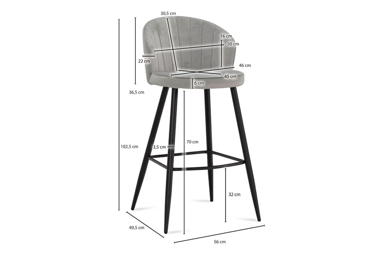 Babby Barstol 103 cm - Lys grå - Møbler - Stoler & lenestoler - Barstoler