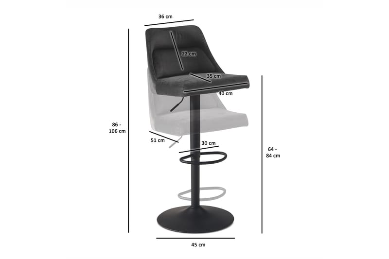 Baccha Barstol 106 cm - Mørkegrå - Møbler - Stoler & lenestoler - Barstoler
