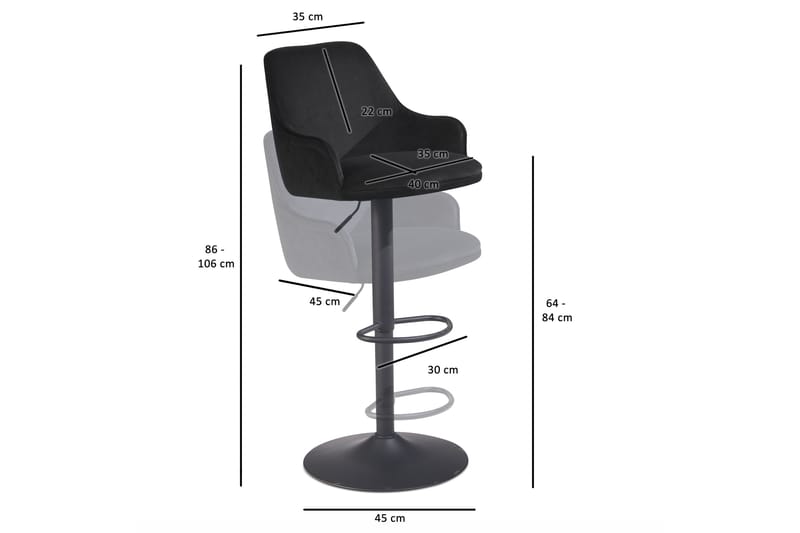 Badan Barstol 106 cm - Antrasitt - Møbler - Stoler & lenestoler - Barstoler