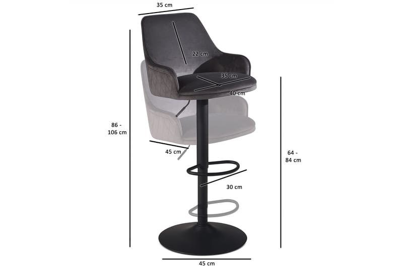 Badan Barstol 106 cm - Mørkegrå - Møbler - Stoler & lenestoler - Barstoler