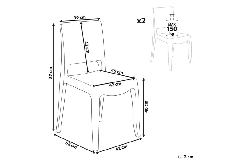 Bankettstol Beliani Westbridge set om 2 Transparent - Møbler - Stoler & lenestoler - Spisestuestoler & kjøkkenstoler