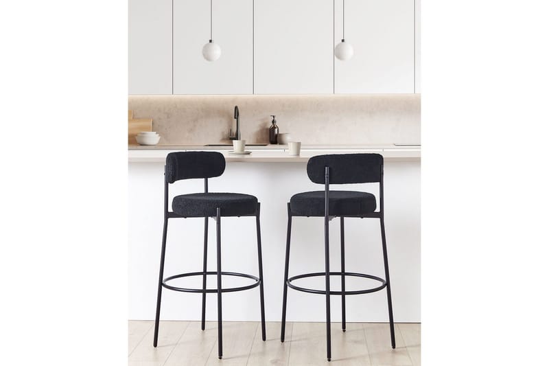 Barstol Beliani Allison set om 2 Beige-Svart Black - Møbler - Stoler & lenestoler - Barstoler