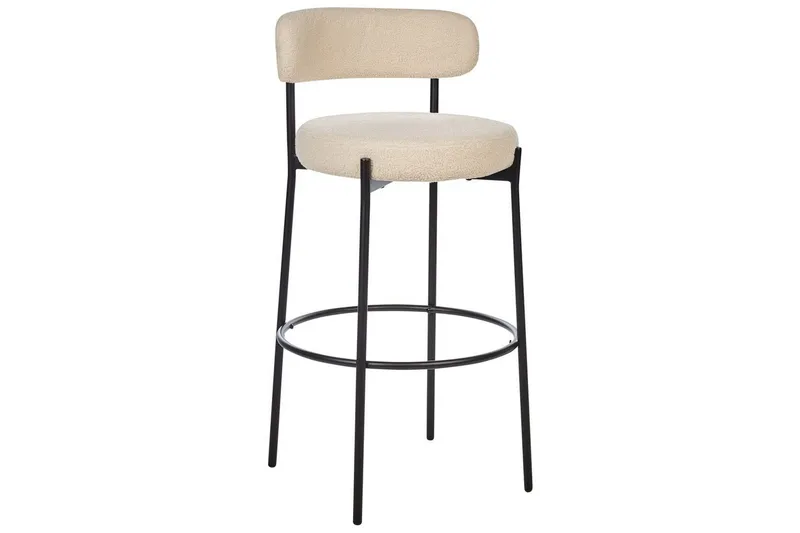 Barstol Beliani Allison set om 2 Beige-Svart Ljusbeige - Møbler - Stoler & lenestoler - Barstoler