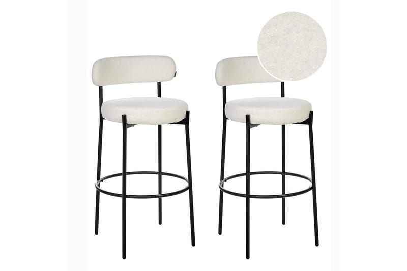 Barstol Beliani Allison set om 2 Beige-Svart White - Møbler - Stoler & lenestoler - Barstoler