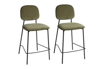Barstol Beliani Duette set om 2 Olive green - Møbler - Stoler & lenestoler - Barstoler