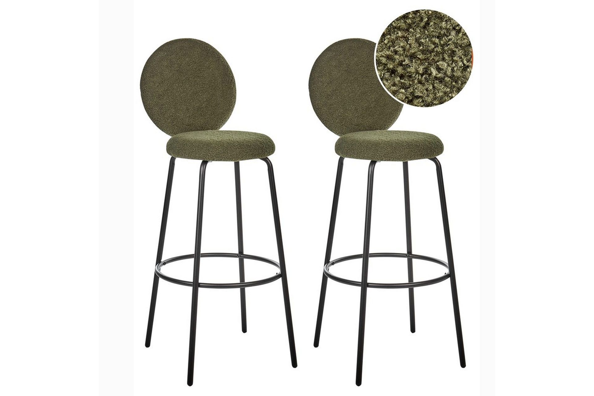 Barstol Beliani Emery set om 2 Beige-Svart Dark green -