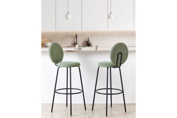 Barstol Beliani Emery set om 2 Beige-Svart Light green - Møbler - Stoler & lenestoler - Barstoler