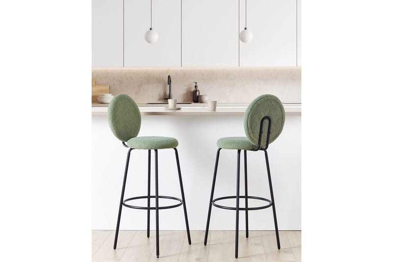 Barstol Beliani Emery set om 2 Beige-Svart Light green - Møbler - Stoler & lenestoler - Barstoler