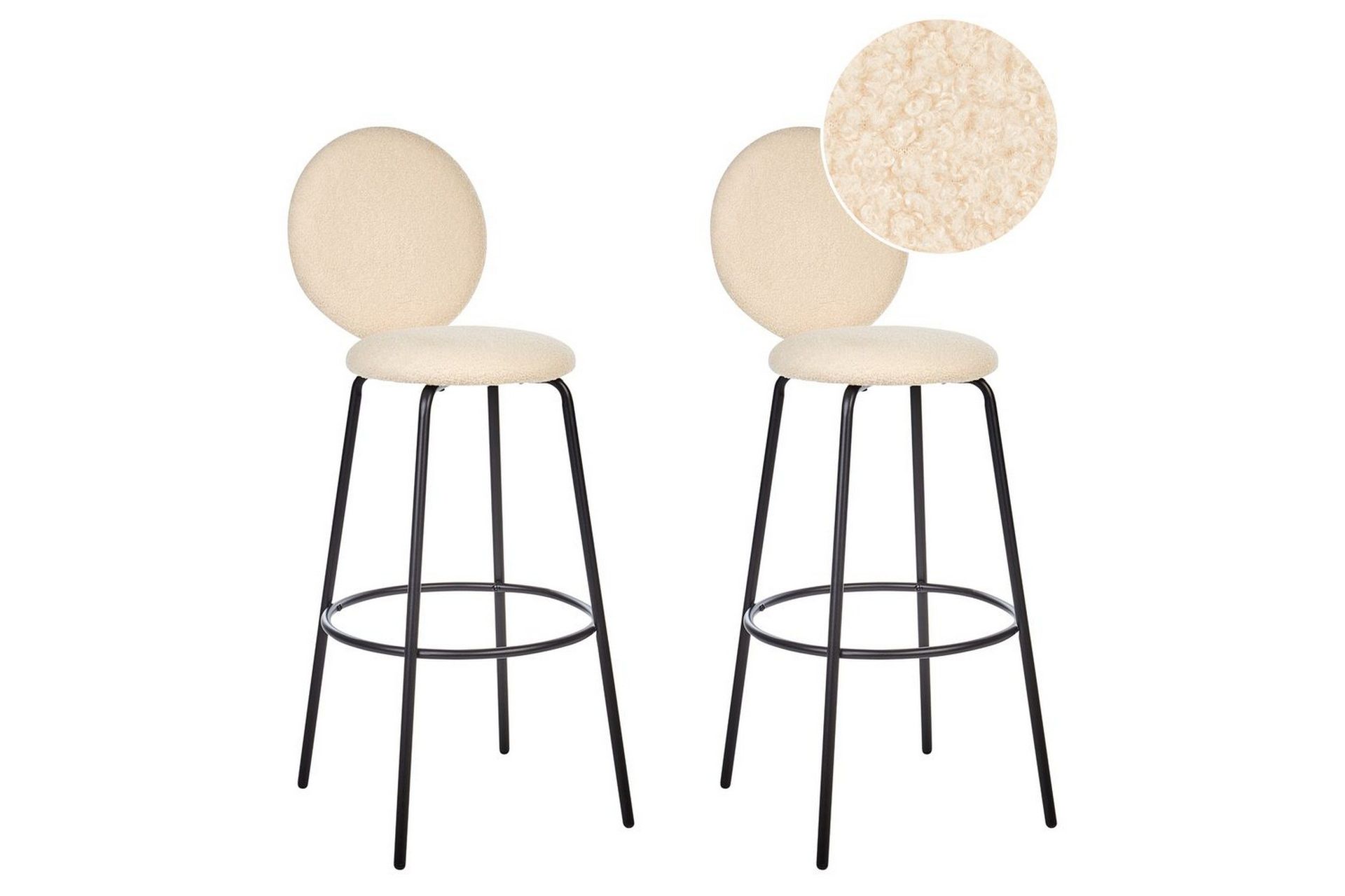 Barstol Beliani Emery set om 2 Beige-Svart Ljusbeige -