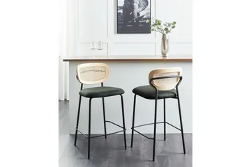 Barstol Beliani Mayetta set om 2 Natur-Beige-Svart Dark green VALUE_MISSING_18131 - Møbler - Stoler & lenestoler - Barstoler