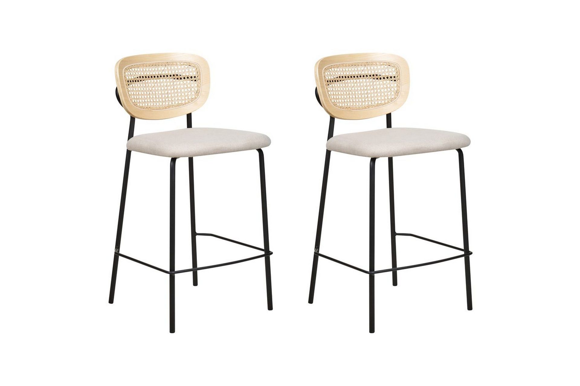 Barstol Beliani Mayetta set om 2 Natur-Beige-Svart Ljusbeige VALUE_MISSING_18132 -