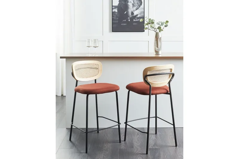 Barstol Beliani Mayetta set om 2 Natur-Beige-Svart Natural VALUE_MISSING_18129 - Møbler - Stoler & lenestoler - Barstoler