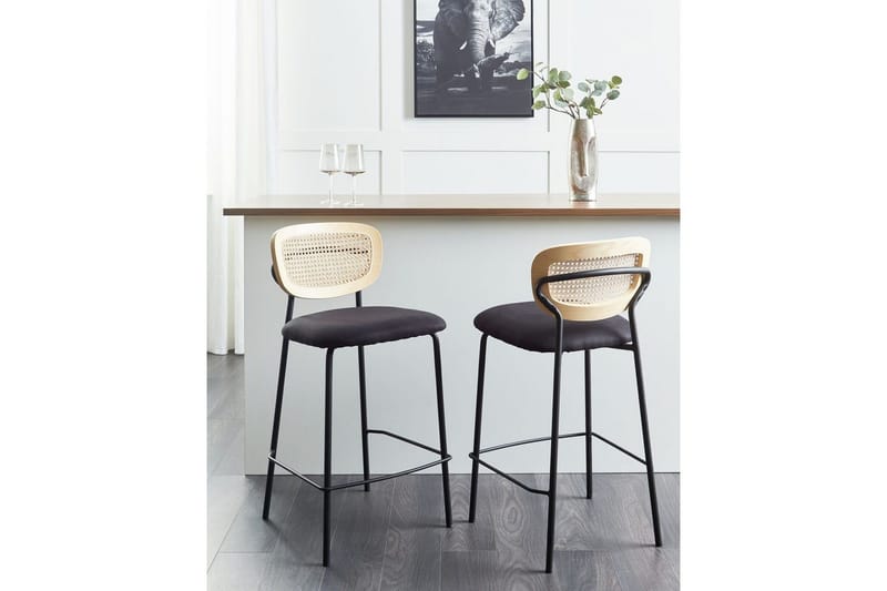 Barstol Beliani Mayetta set om 2 Natur-Beige-Svart Natural VALUE_MISSING_18133 - Møbler - Stoler & lenestoler - Barstoler