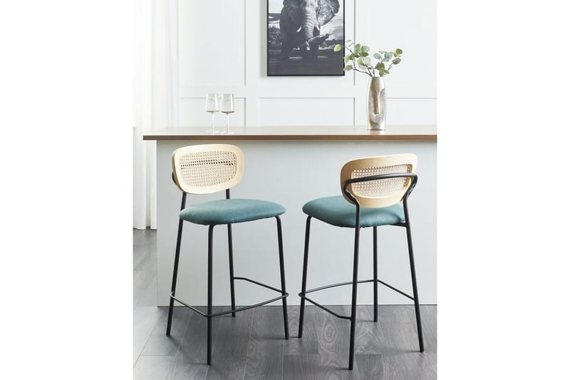 Barstol Beliani Mayetta set om 2 Natur-Beige-Svart Teal VALUE_MISSING_18130 - Møbler - Stoler & lenestoler - Barstoler
