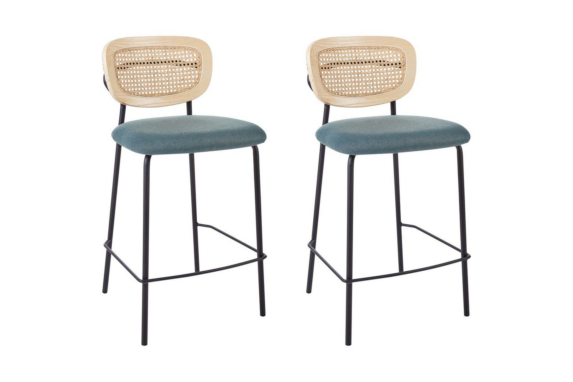 Barstol Beliani Mayetta set om 2 Natur-Beige-Svart Teal VALUE_MISSING_18130 -