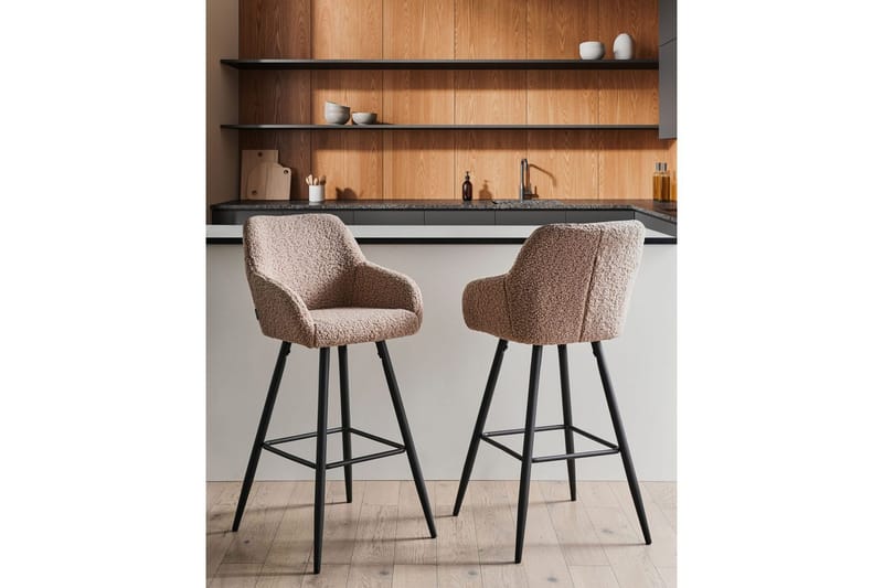 Barstol Casmalia sett av 2 Beige/svart - Beige/svart - Møbler - Stoler & lenestoler - Barstoler