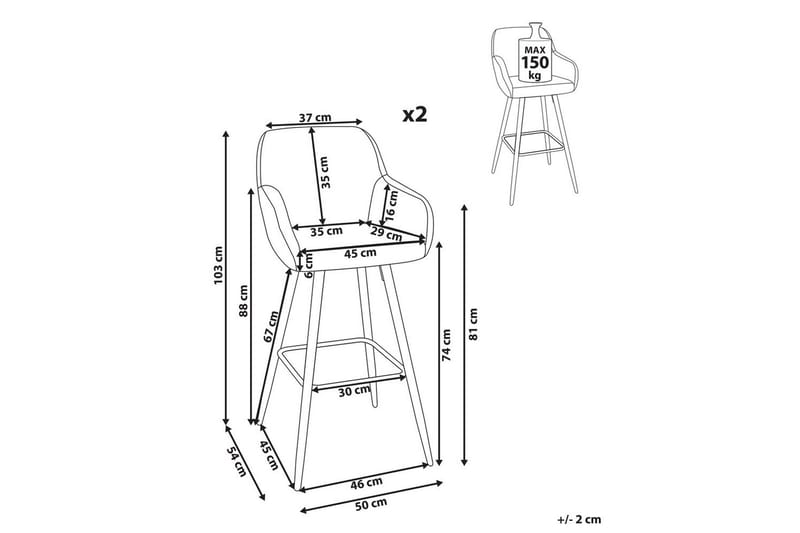 Barstol Casmalia sett av 2 Hvit/Svart - Hvit/Svart - Møbler - Stoler & lenestoler - Barstoler