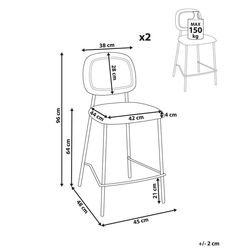 Barstol Duette 2-pakning - Beige, svart - Møbler - Stoler & lenestoler - Barstoler