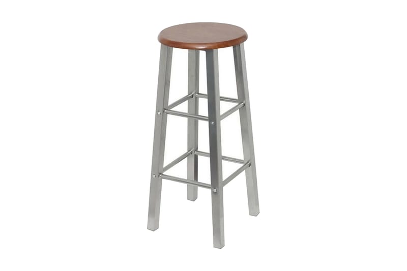 Barkrakk 2 stk metall med MDF-sete - Brun/Stål - Møbler - Stoler & lenestoler - Barstoler