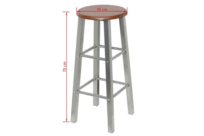 Barkrakk 2 stk metall med MDF-sete - Brun/Stål - Møbler - Stoler & lenestoler - Barstoler