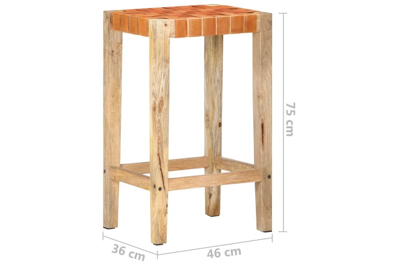 Barkrakker 2 stk brun ekte lær 75 cm - Brun - Møbler - Stoler & lenestoler - Barstoler