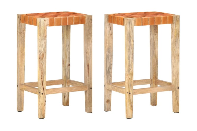 Barkrakker 2 stk brun ekte lær 75 cm - Brun - Møbler - Stoler & lenestoler - Barstoler