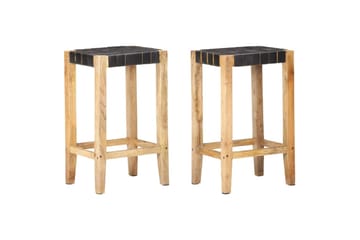 Barkrakker 2 stk svart ekte lær 75 cm - Svart - Møbler - Stoler & lenestoler - Barstoler