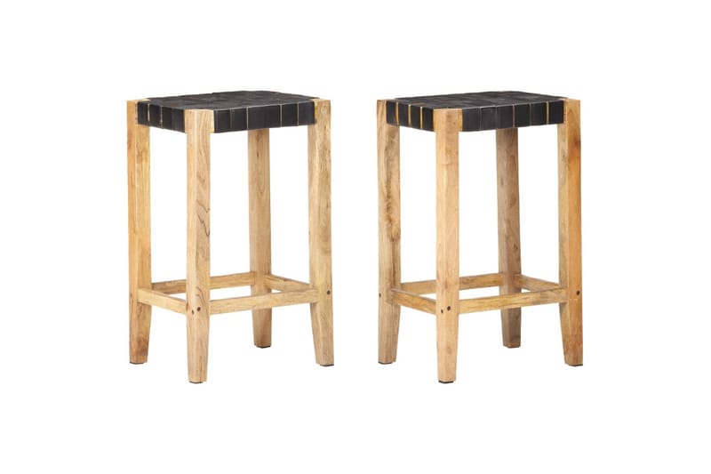 Barkrakker 2 stk svart ekte lær 75 cm - Svart - Møbler - Stoler & lenestoler - Barstoler