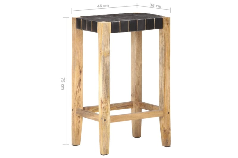 Barkrakker 2 stk svart ekte lær 75 cm - Svart - Møbler - Stoler & lenestoler - Barstoler
