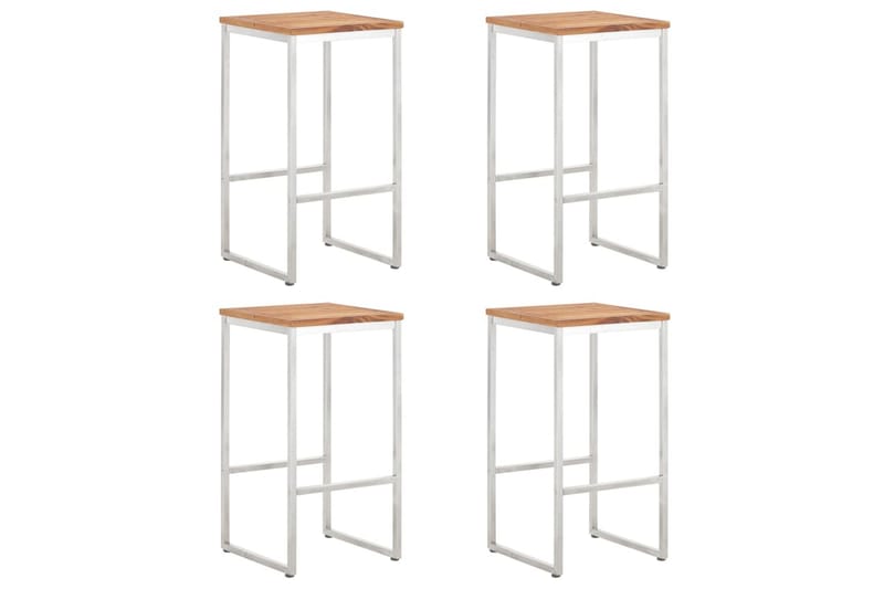 Barkrakker 4 stk heltre akasie og rustfritt stål - Brun - Møbler - Stoler & lenestoler - Barstoler