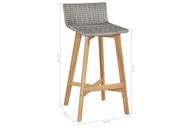 Barstoler 2 stk heltre akasie - Grå/Akasie - Møbler - Stoler & lenestoler - Barstoler