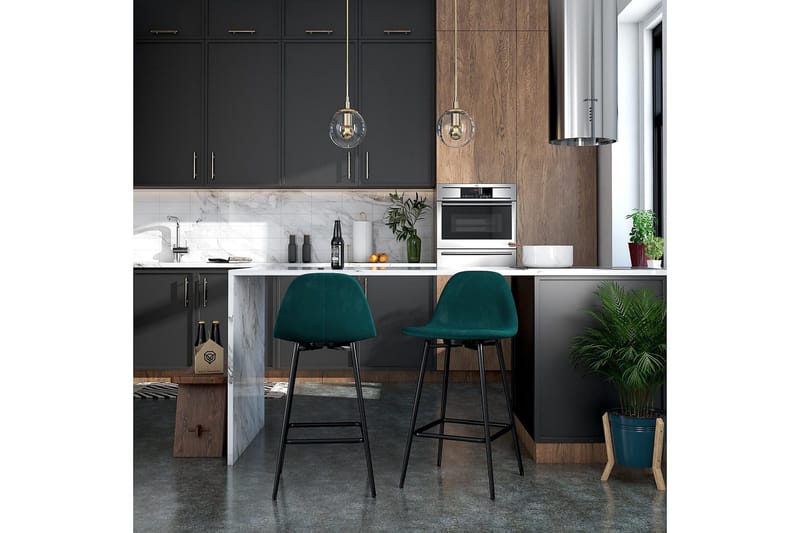 Calvin Barstol Grønn/Fløyel - Dorel Home - Møbler - Stoler & lenestoler - Barstoler