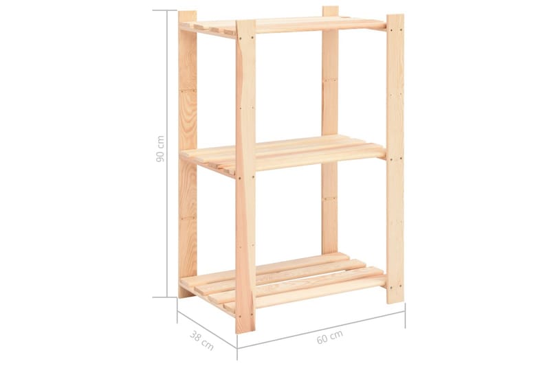 Lagringshyller 3 etasjer 3 stk 60x38x90cm heltre furu 150kg - Møbler - Stoler & lenestoler - Barstoler
