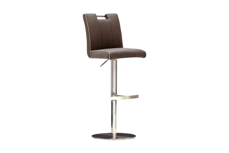 Navajo Barstol Rund Fot Kunstlær, Brun/Stål