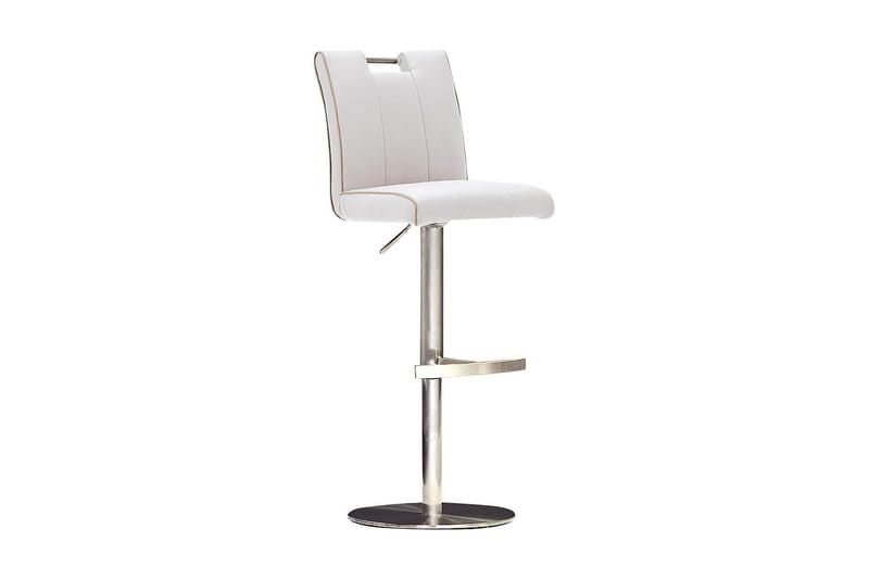 Navajo Barstol Rund Fot Kunstlær, Hvit/Stål