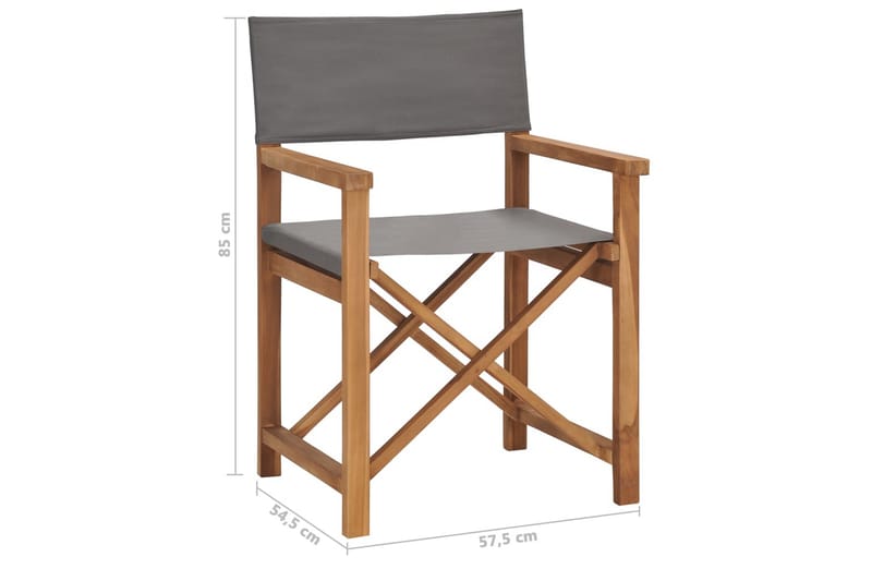 Regissørstol heltre teak grå - Grå - Møbler - Stoler & lenestoler - Barstoler