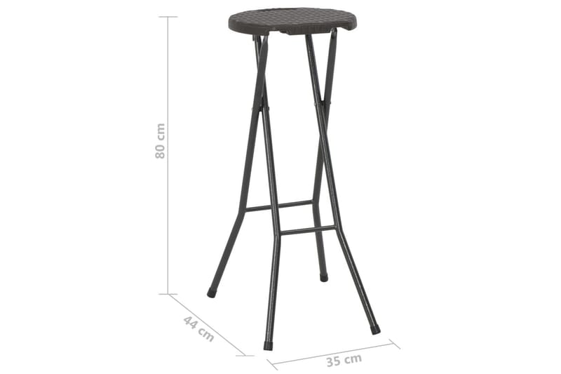 Sammenleggbare barkrakker 2 stk HDPE & stål brun rottingstil - Brun - Møbler - Stoler & lenestoler - Barstoler