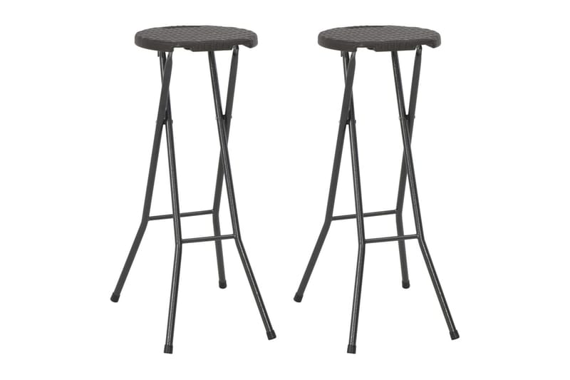 Sammenleggbare barkrakker 2 stk HDPE & stål brun rottingstil - Brun - Møbler - Stoler & lenestoler - Barstoler