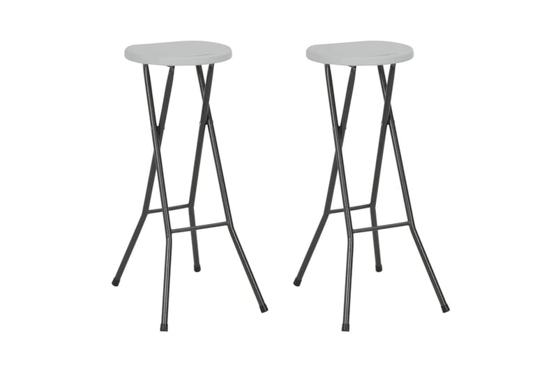 Sammenleggbare barkrakker 2 stk HDPE og stål hvit - Hvit - Møbler - Stoler & lenestoler - Barstoler