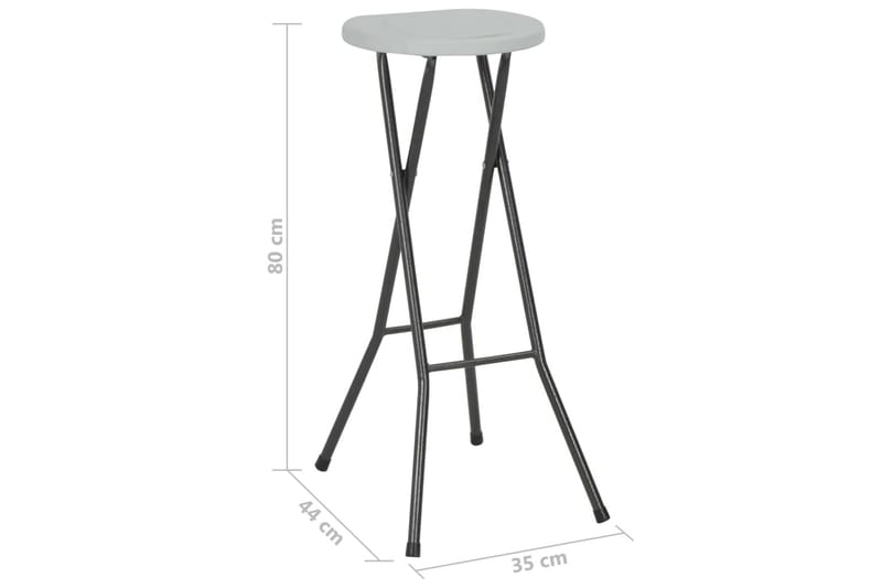 Sammenleggbare barkrakker 2 stk HDPE og stål hvit - Hvit - Møbler - Stoler & lenestoler - Barstoler