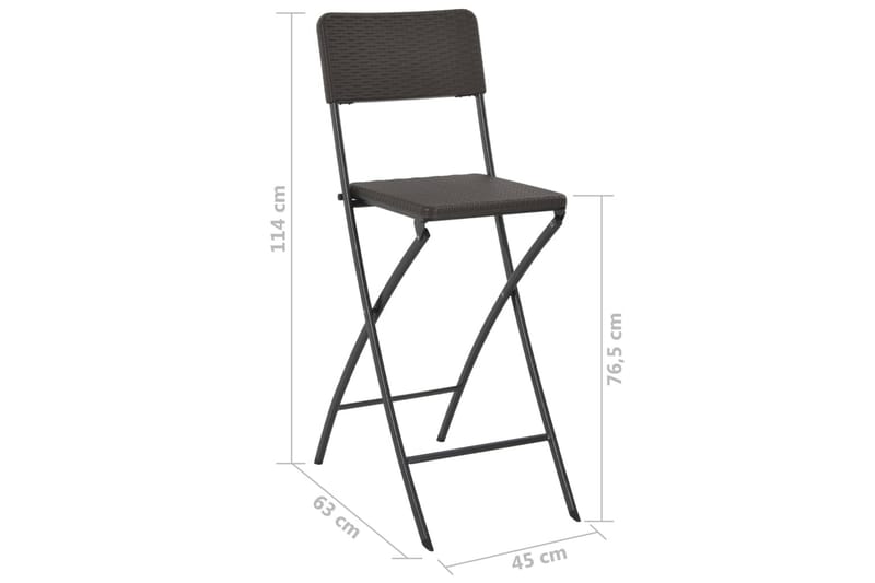 Sammenleggbare barstoler 2 stk HDPE og stål brun rottingstil - Brun - Barstoler