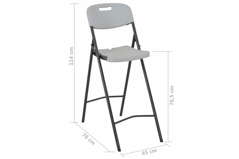 Sammenleggbare barstoler 2 stk HDPE og stål hvit - Hvit - Møbler - Stoler & lenestoler - Barstoler